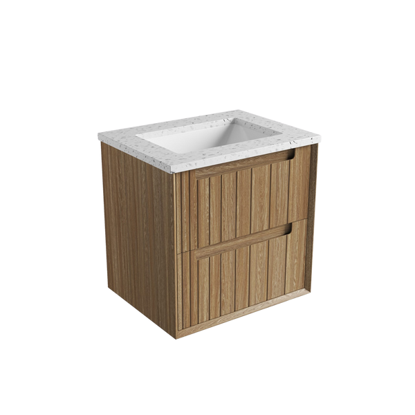 Aulic Voulari Framed Wall Hung 600mm Vanity Harvest Oak