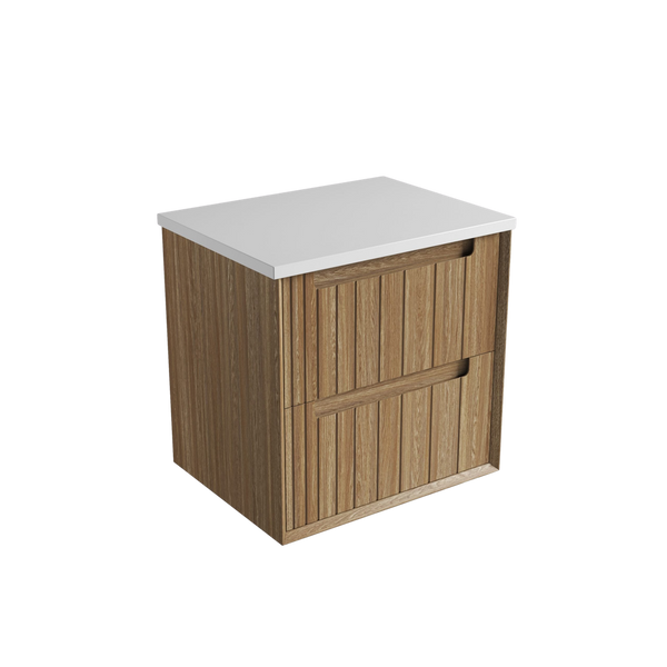 Aulic Voulari Framed Wall Hung 600mm Vanity Harvest Oak