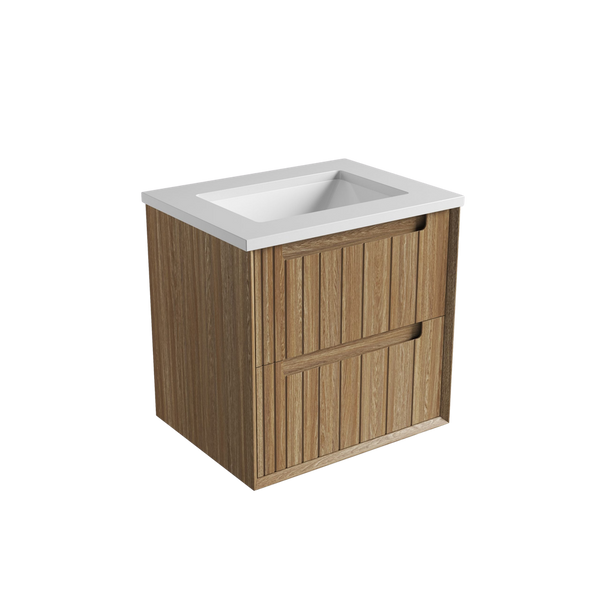 Aulic Voulari Framed Wall Hung 600mm Vanity Harvest Oak