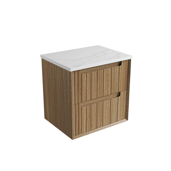 Aulic Voulari Framed Wall Hung 600mm Vanity Harvest Oak