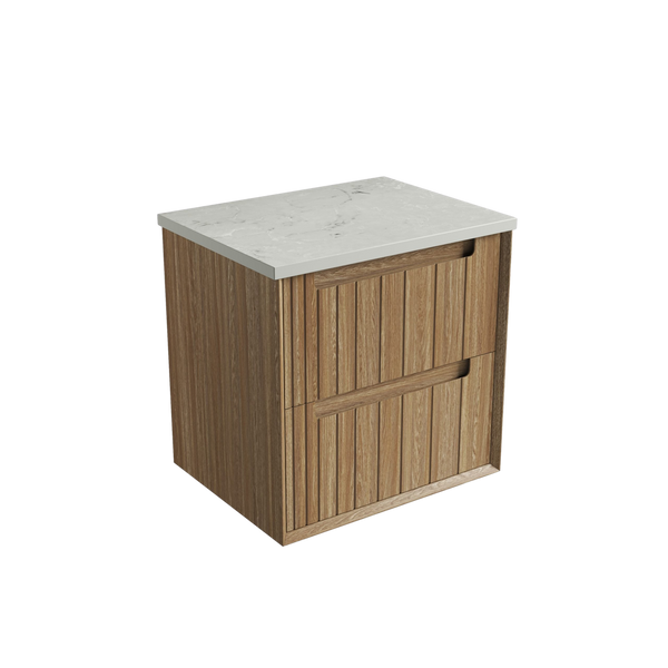 Aulic Voulari Framed Wall Hung 600mm Vanity Harvest Oak