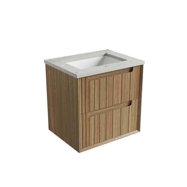 Aulic Voulari Framed Wall Hung 600mm Vanity Harvest Oak