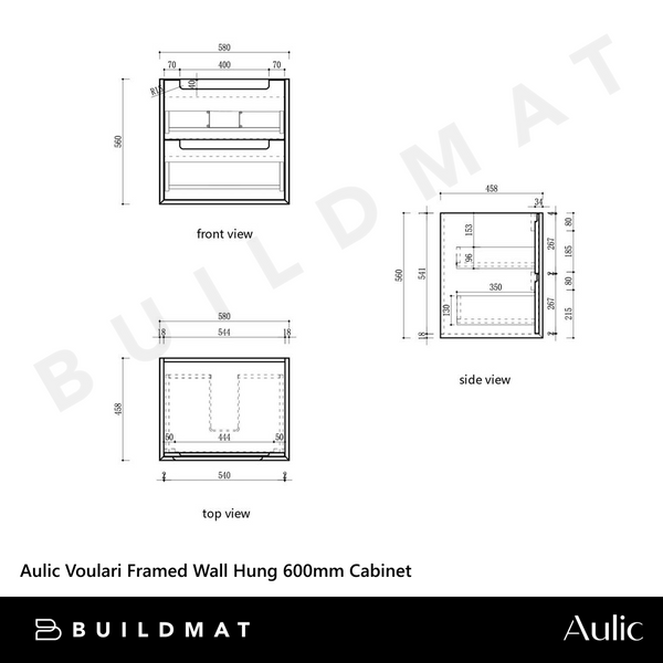 Aulic Voulari Framed Wall Hung 600mm Vanity Harvest Oak