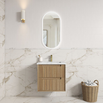 Aulic Voulari Framed Wall Hung 600mm Vanity Harvest Oak