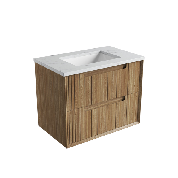 Aulic Voulari Framed Wall Hung 750mm Vanity Harvest Oak