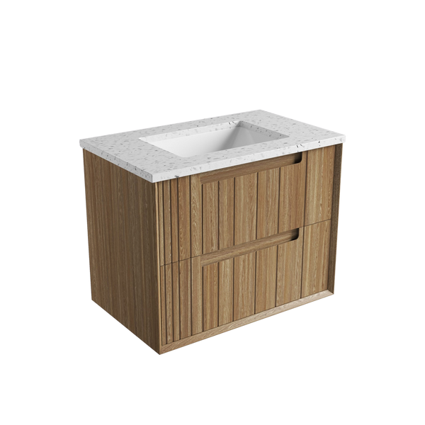 Aulic Voulari Framed Wall Hung 750mm Vanity Harvest Oak