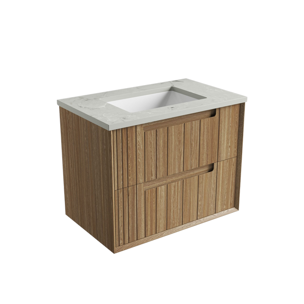 Aulic Voulari Framed Wall Hung 750mm Vanity Harvest Oak