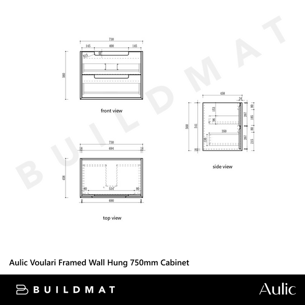Aulic Voulari Framed Wall Hung 750mm Vanity Harvest Oak