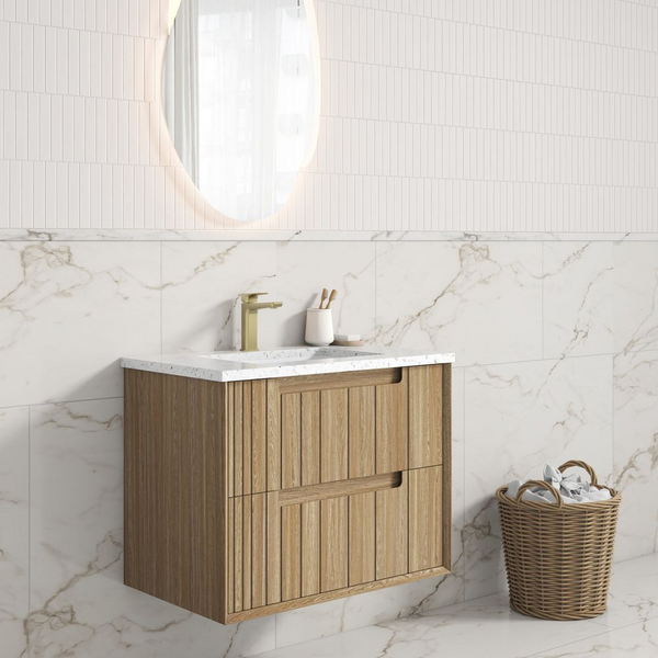Aulic Voulari Framed Wall Hung 750mm Vanity Harvest Oak