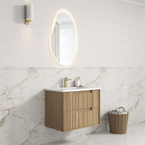 Aulic Voulari Framed Wall Hung 750mm Vanity Harvest Oak