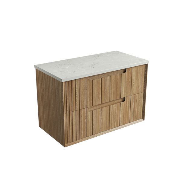 Aulic Voulari Framed Wall Hung 900mm Vanity Harvest Oak