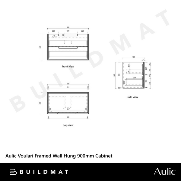 Aulic Voulari Framed Wall Hung 900mm Vanity Harvest Oak