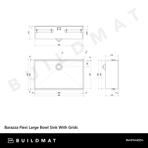 Barazza Flexi Large Bowl Sink With Grids Stainless Steel