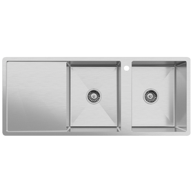 Theo 1200x500 Double Bowl Tap Landing with Left Drain Board Sink