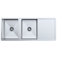 Buildmat Sink No Taphole Theo 1200x500 Double Bowl with Drain Board Sink