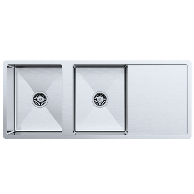 Buildmat Sink No Taphole Theo 1200x500 Double Bowl with Drain Board Sink