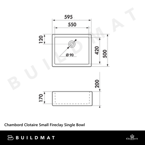 Chambord Clotaire Small Single Bowl Fireclay White