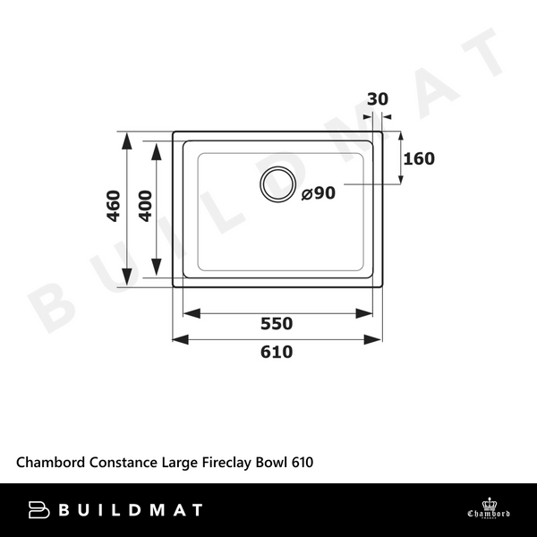Chambord Constance Large Bowl 610 Fireclay White