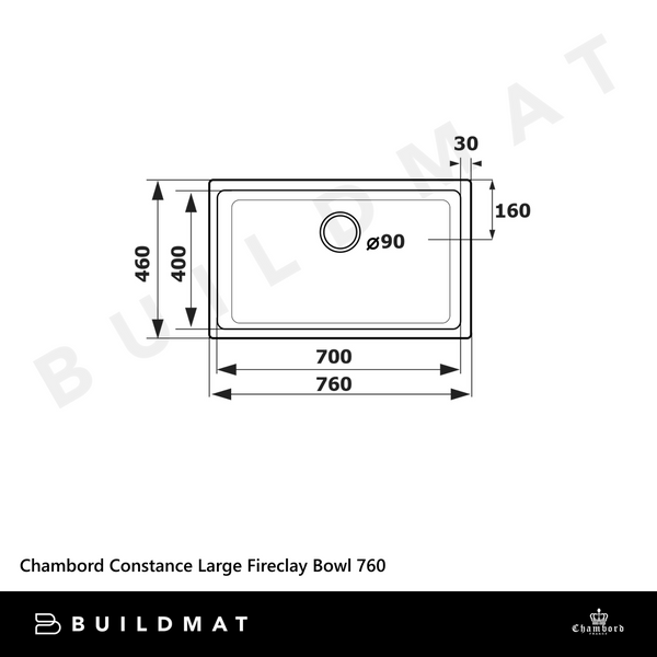 Chambord Constance Large Bowl 760 Fireclay White