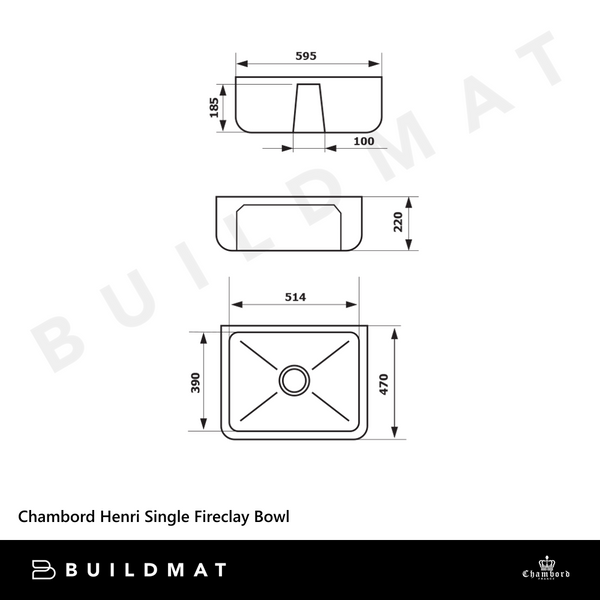 Chambord Henri Single Bowl Fireclay White