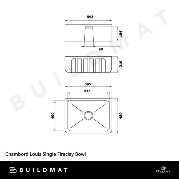Chambord Louis Single Bowl Fireclay White