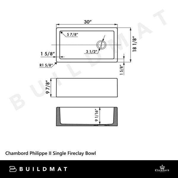 Chambord Philippe II Single Bowl Fireclay White