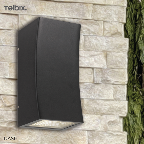 Telbix Dash Exterior 2 Wall Light Black