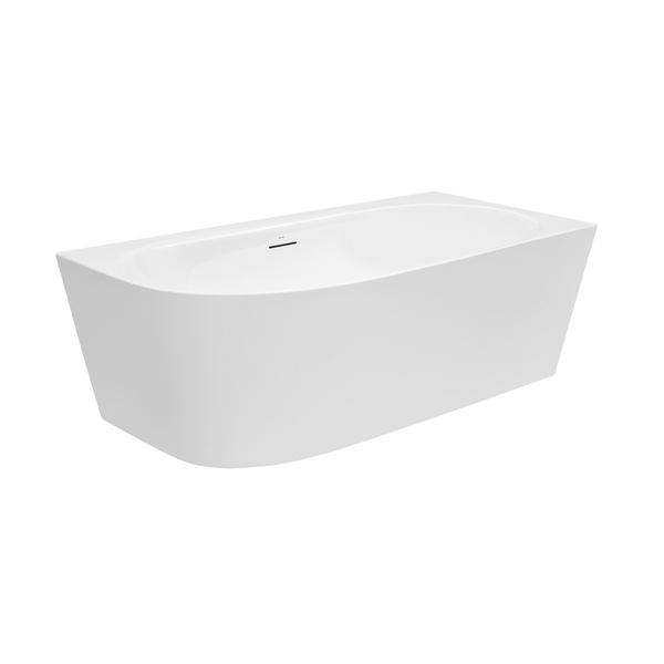 Decina 1500mm Natalia Back to Corner (Right Corner) Freestanding Bath with Overflow Gloss White