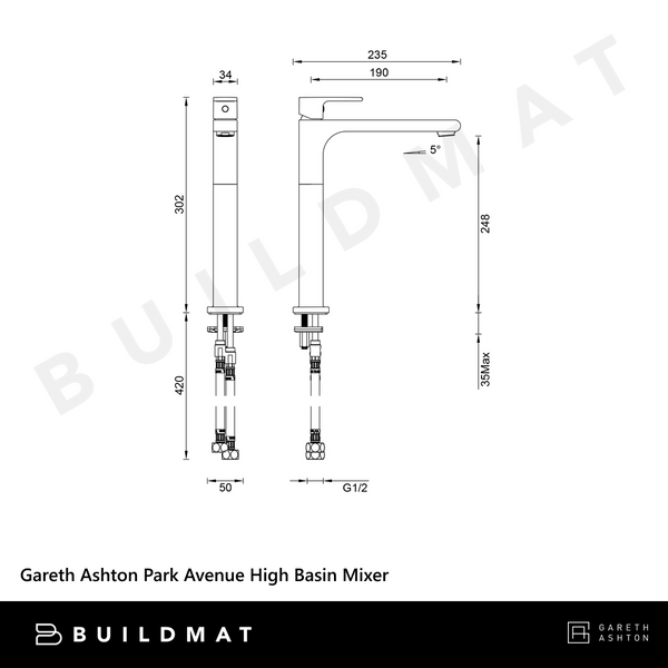 Gareth Ashton Park Avenue High Basin Mixer Black