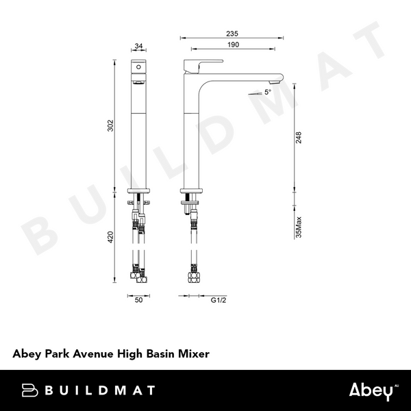 Abey Park Avenue High Basin Mixer Gunmetal