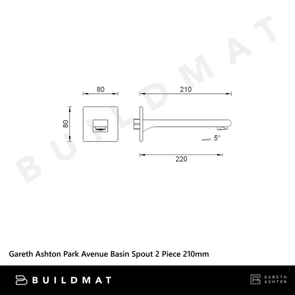 Gareth Ashton Park Avenue Basin Spout 2 Piece 210mm Black