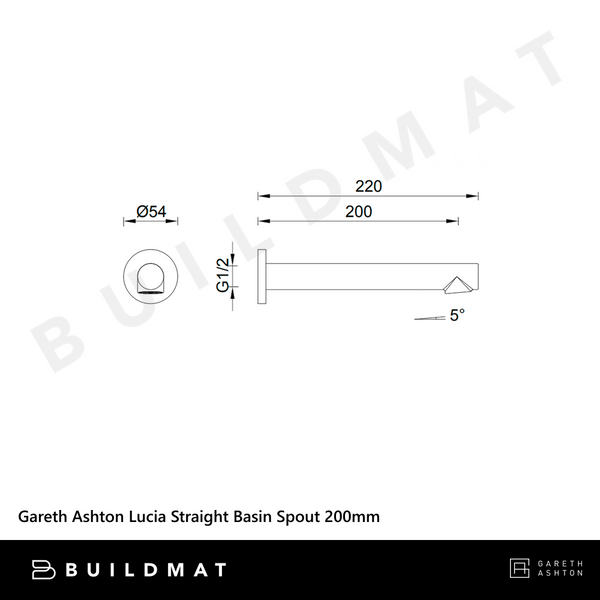 Gareth Ashton Lucia Straight Basin Spout 200mm Chrome