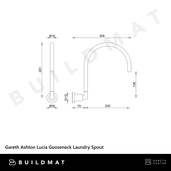 Gareth Ashton Lucia Gooseneck Laundry Spout Chrome