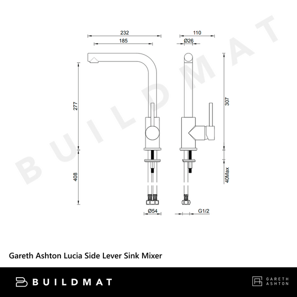 Gareth Ashton Lucia Side Lever Sink Mixer Chrome