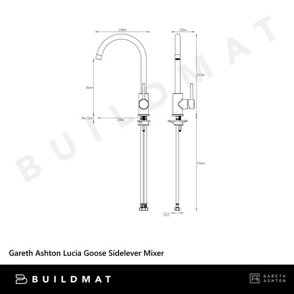 Gareth Ashton Lucia Goose Sidelever Mixer Brushed Brass