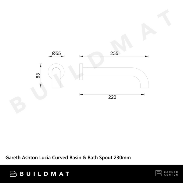 Gareth Ashton Lucia Curved Basin And Bath Spout 230mm Black
