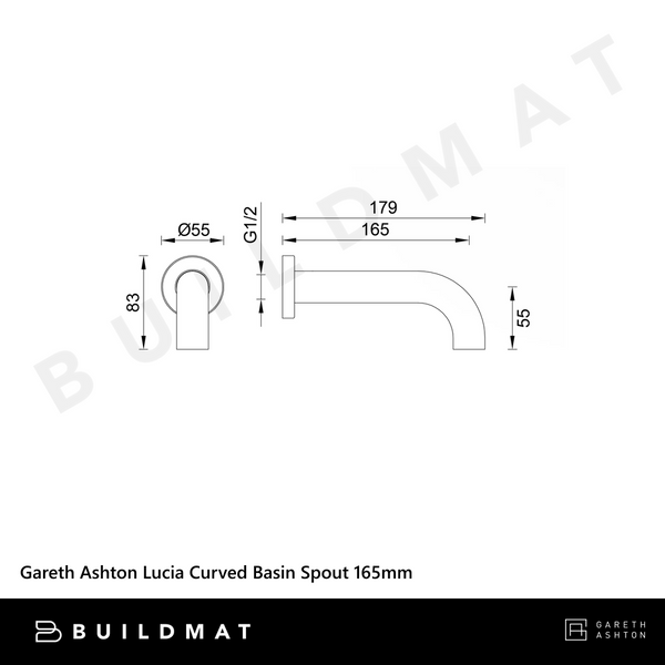 Gareth Ashton Lucia Curved Basin Spout 165mm Chrome