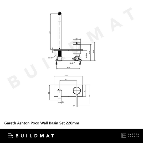 Gareth Ashton Poco Wall Basin Set 220mm Chrome