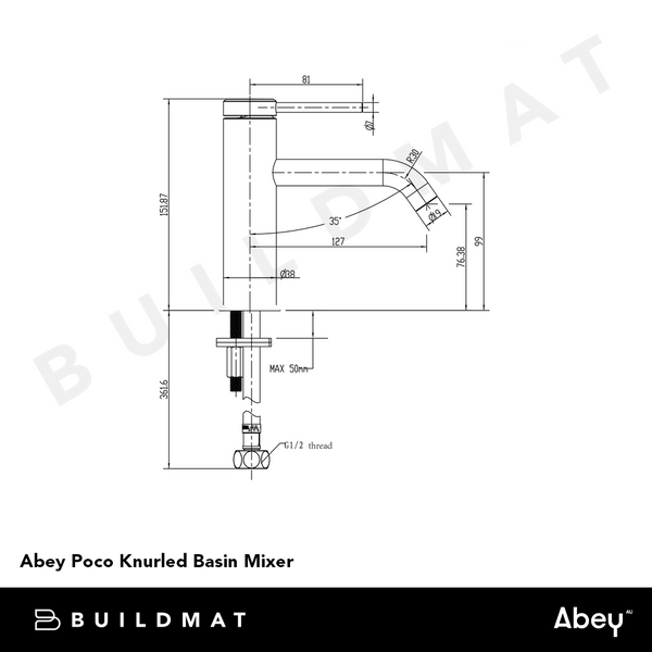 Abey Poco Knurled Basin Mixer Chrome