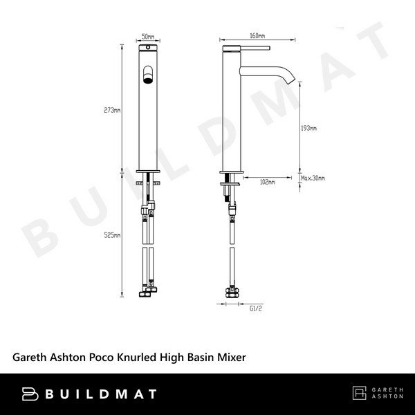 Gareth Ashton Poco Knurled High Basin Mixer Brushed Nickel
