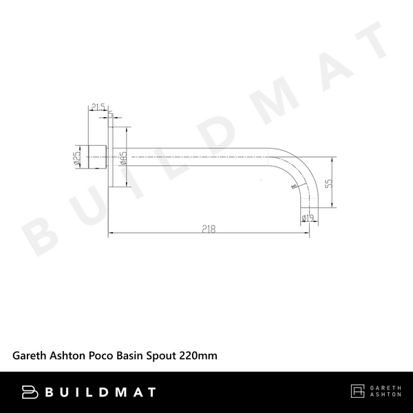 Abey Poco Basin Spout 220mm Brushed Nickel