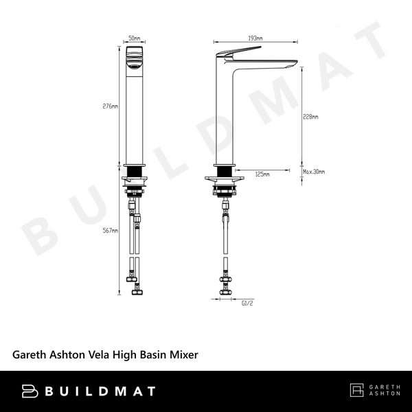 Gareth Ashton Vela High Basin Mixer Gunmetal