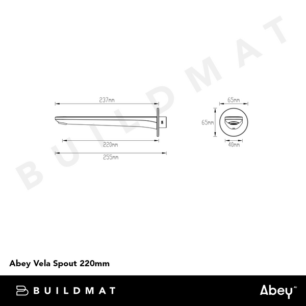Abey Vela Spout 220mm Chrome