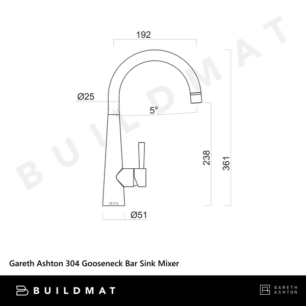 Gareth Ashton 304 Gooseneck Bar Sink Mixer Eureka Gold