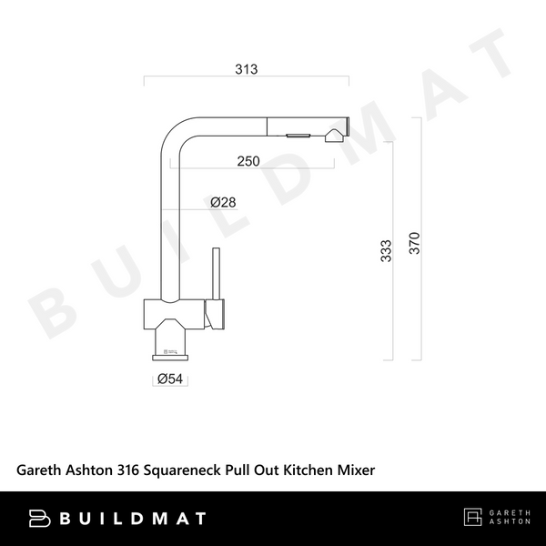 Gareth Ashton 316 Squareneck Pull Out Kitchen Mixer Stainless Steel