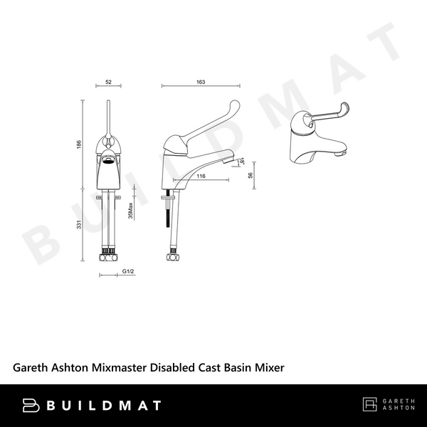 Gareth Ashton Mixmaster Disabled Cast Basin Mixer Chrome