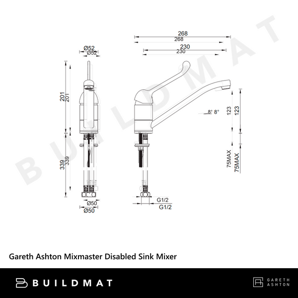 Gareth Ashton Mixmaster Disabled Sink Mixer Chrome