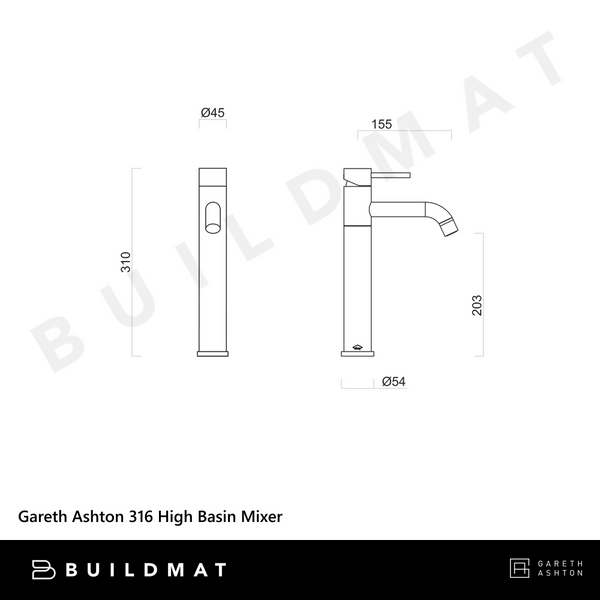 Gareth Ashton 316 High Basin Mixer Stainless Steel