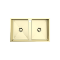 Alma Jack 820x500 Double Bowl Tap Landing Sink Brushed Brass Gold