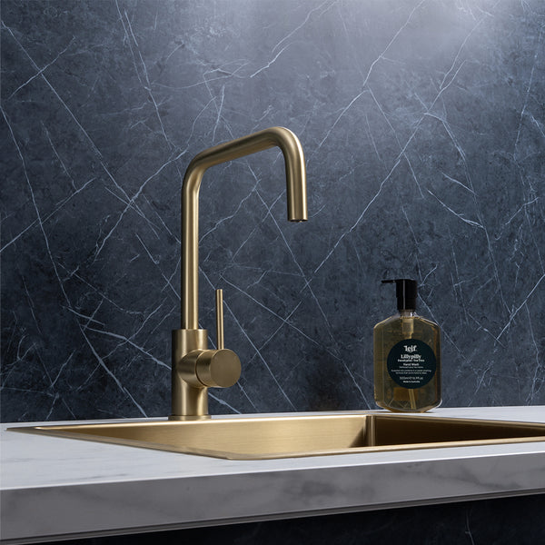Alma Charlotte Brushed Brass Gold Square Mixer